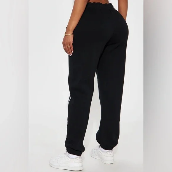 Von Dutch Black Jogger Pants with White Logo Leg Print - Picture 3 of 5